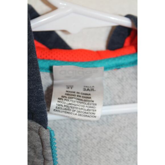 ADIDAS Zip Up Track Jacket Blue/Gray Stripes Kids Boys Size 3T triple stripe - Picture 7 of 10